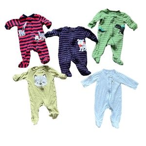 5 Carter's Baby Footed Pajamas, Size 3 Months